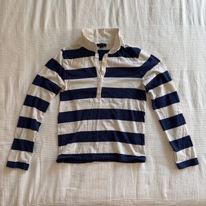 j crew polo shirt rugby stripe navy white small